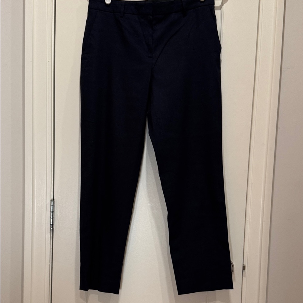 Theory Navy Linen Trousers